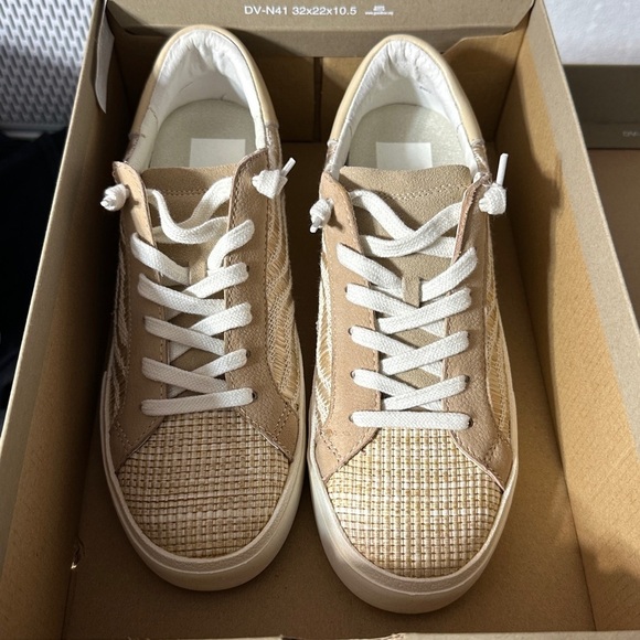 NIB Women's Dolce Vita Zina Sneakers size 8.5 Tan Wheat Raffia - Picture 8 of 8